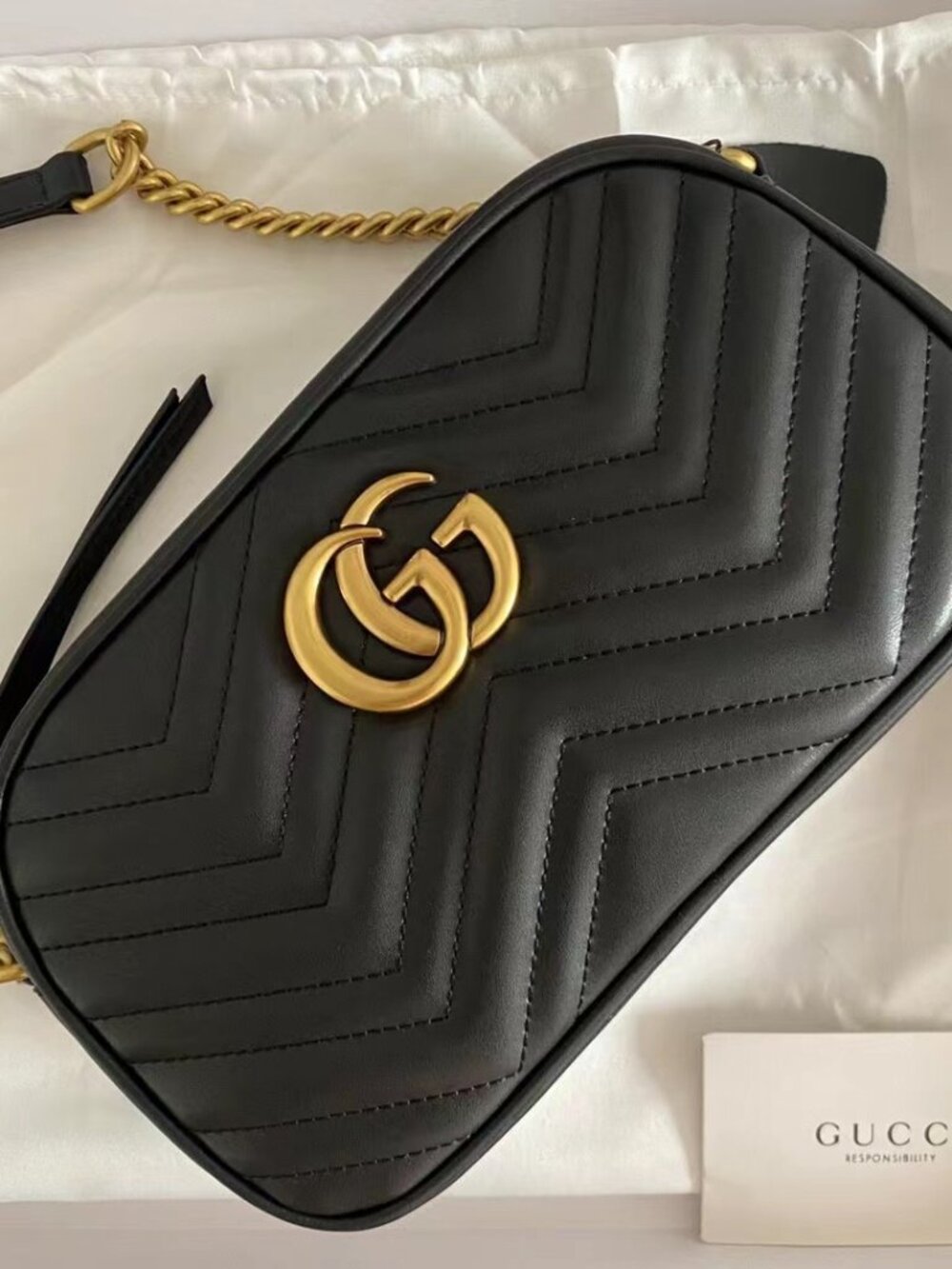 🌸 Gucci GG Marmont matelassé mini bag black leather